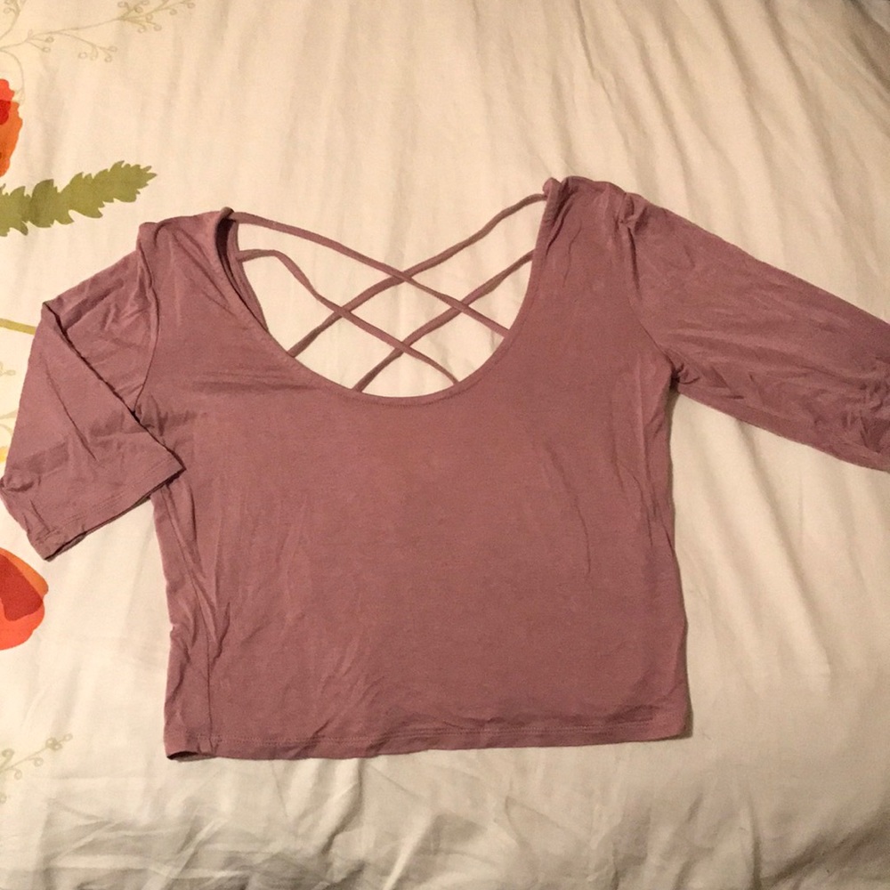 Purple crop top with back cutout
